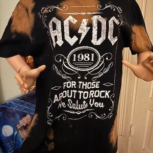 AC/DC Black and Brown Tie-Dye Tee
